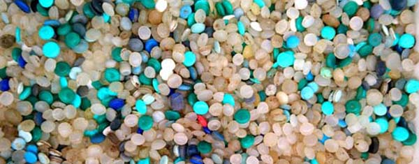 A pile of nurdles of multiple colours